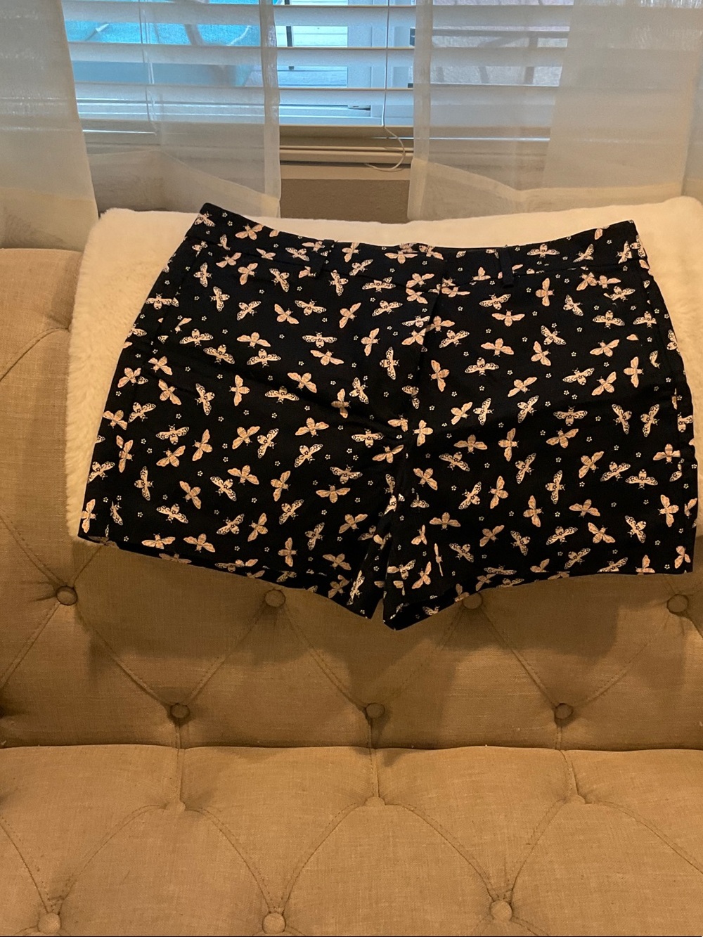 LOFT Black Shorts with Pink Floral Print